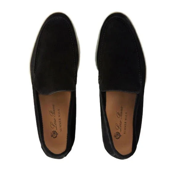 Loro Piana Summer Walk Loafer Suede Black - Image 3