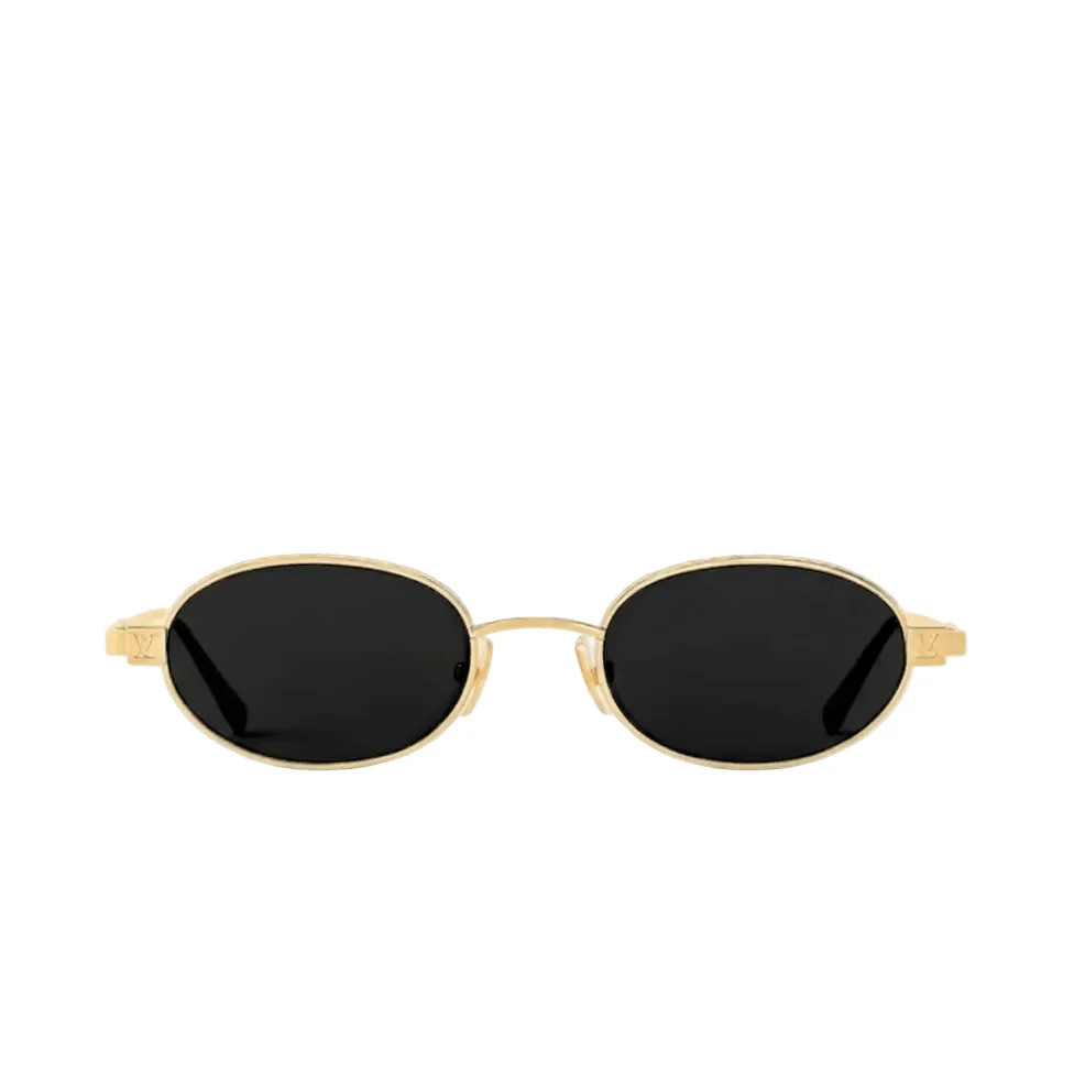 Louis Vuitton Gold Frame Oval Sunglasses With Dark Lenses