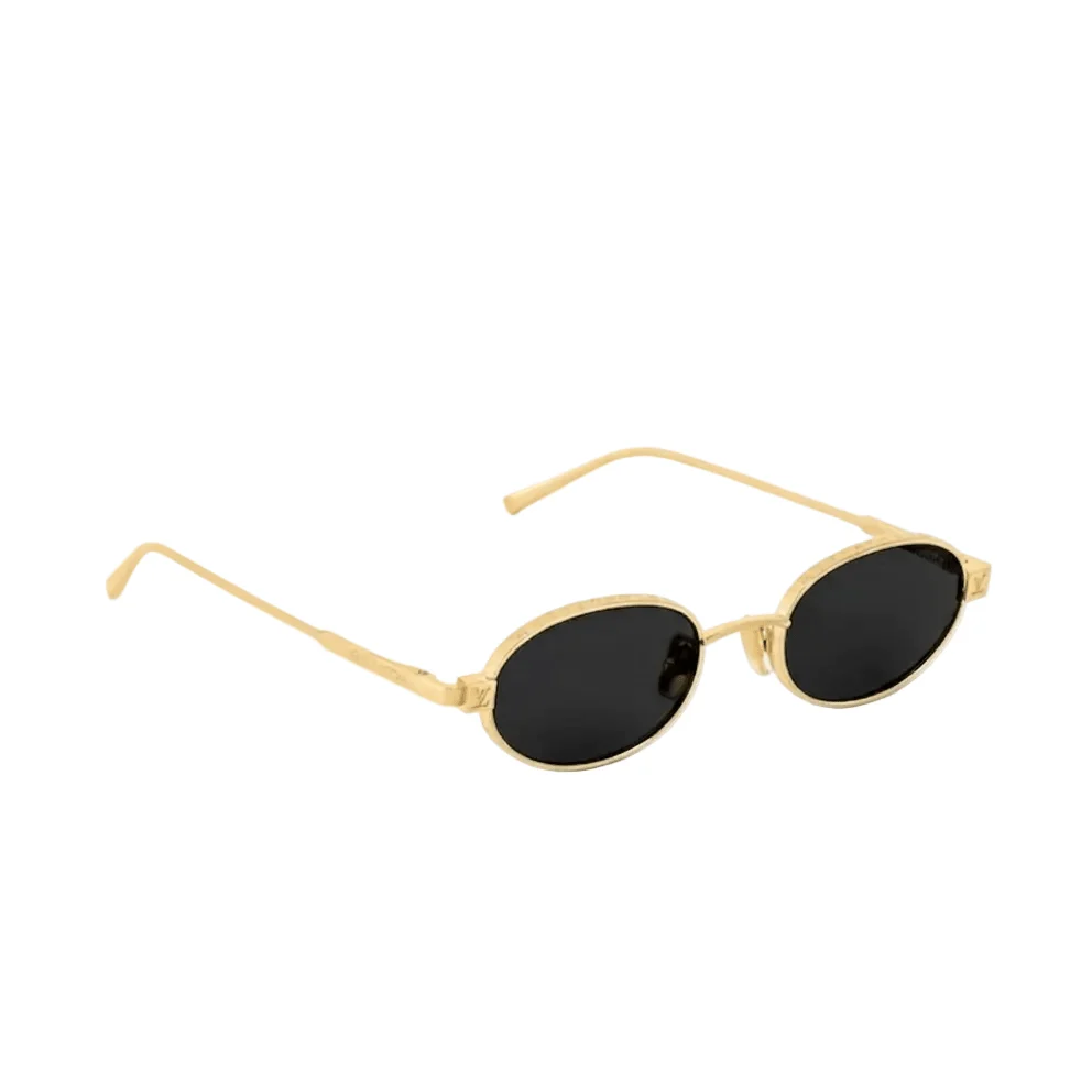 Louis Vuitton Gold Frame Oval Sunglasses With Dark Lenses - Image 2