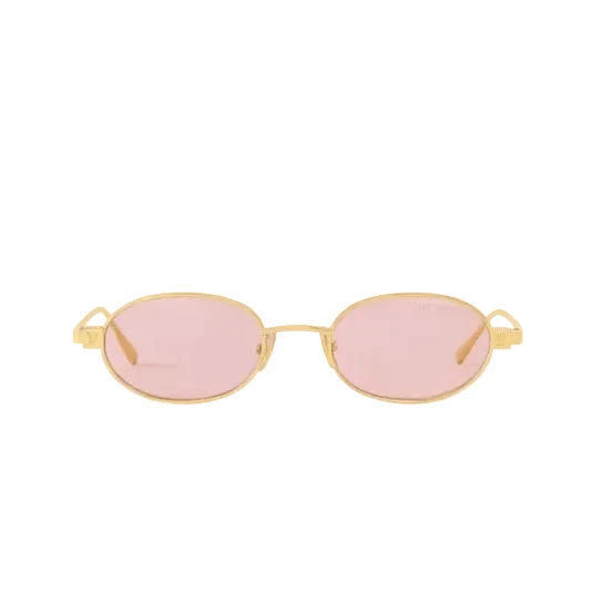 Louis Vuitton Luxury Gold Oval Sunglasses With Bink Gradient Lenses