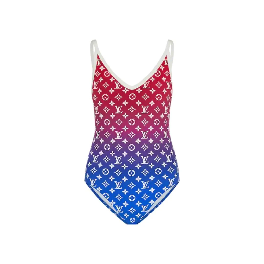 Louis Vuitton Monogram Gradient Cut-Out One-Piece Swimsuit Red - Blue - Image 5