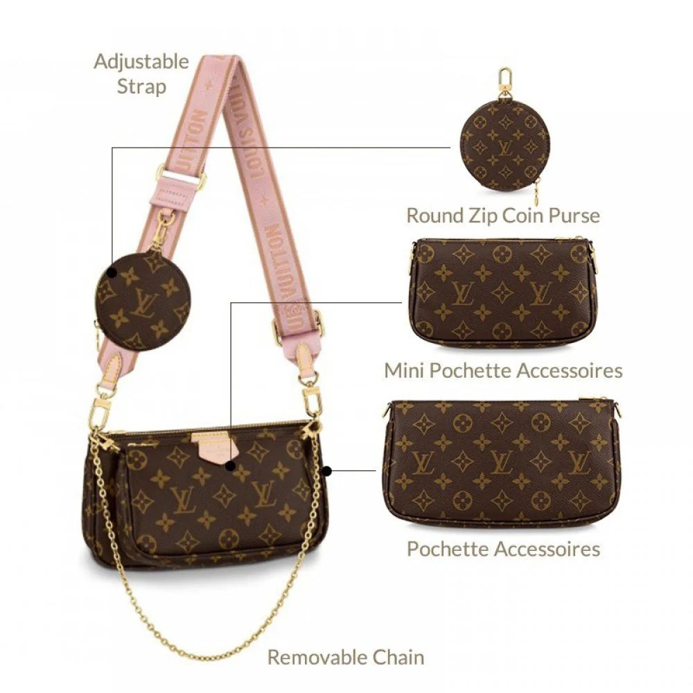 Louis Vuitton Multi Pochette Accessoires Monogram Canvas Rose Clair - Image 7