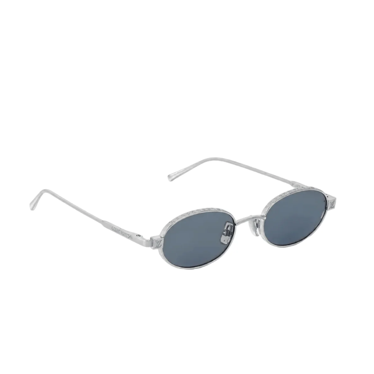 Louis Vuitton Vintage Oval Sunglasses – Silver Metal Frame & Blue Lenses - Image 2