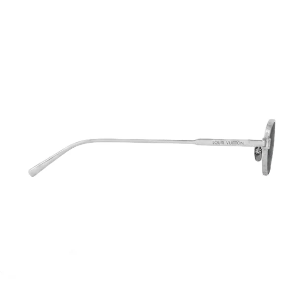 Louis Vuitton Vintage Oval Sunglasses – Silver Metal Frame & Blue Lenses - Image 3