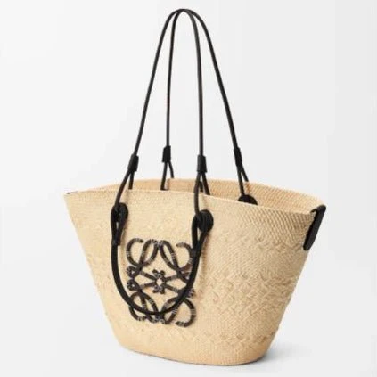 Loewe Medium Anagram Basket Bag in Iraca Palm And Calfskin - Image 3