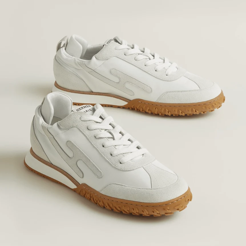 Hermès Jet Sneaker White With Gray H Detail - Image 2