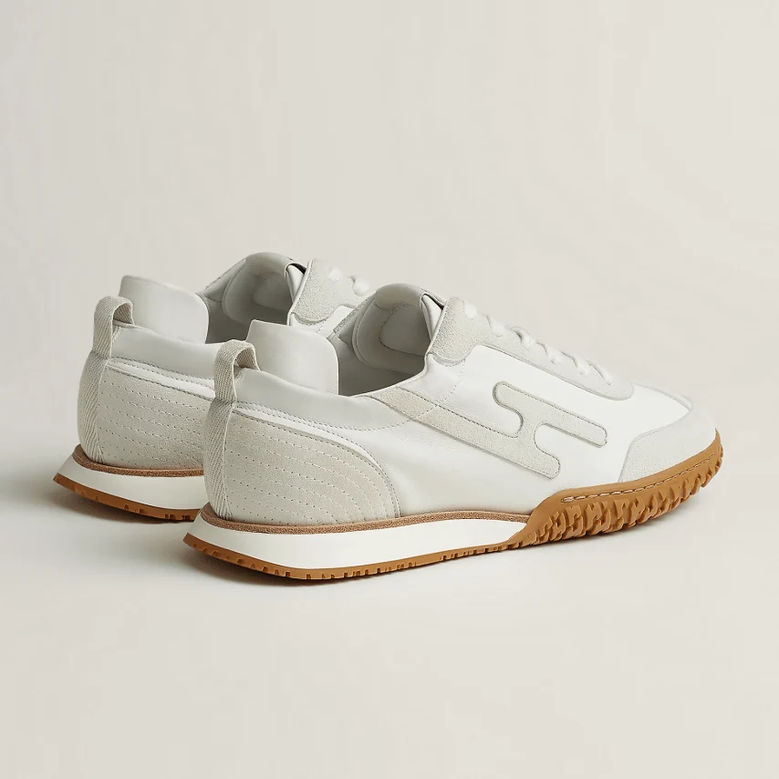 Hermès Jet Sneaker White With Gray H Detail - Image 4