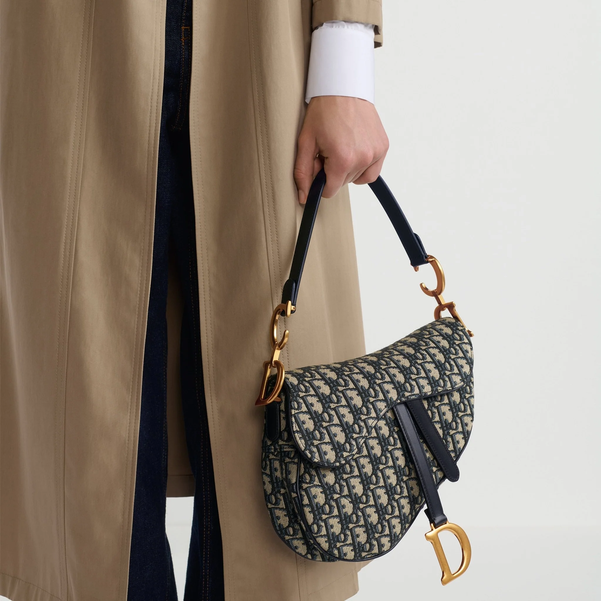 Dior Saddle Bag with Strap Blue Dior Oblique Jacquard - Image 3