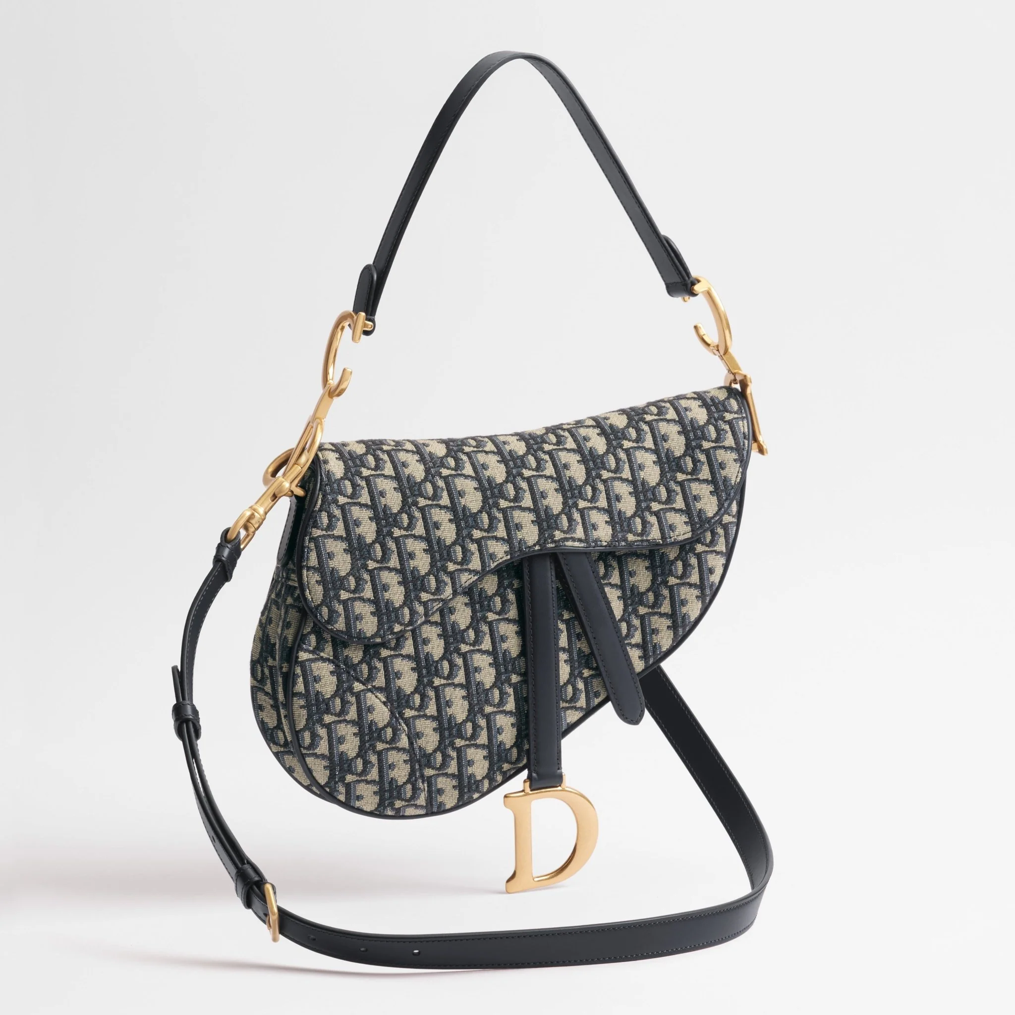 Dior Saddle Bag with Strap Blue Dior Oblique Jacquard - Image 4