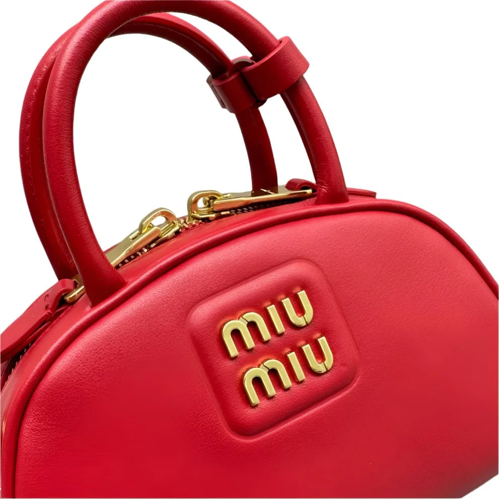 Miu Miu Top-Handle Bag In Leather With Gold-Tone Hardware Red - Image 3