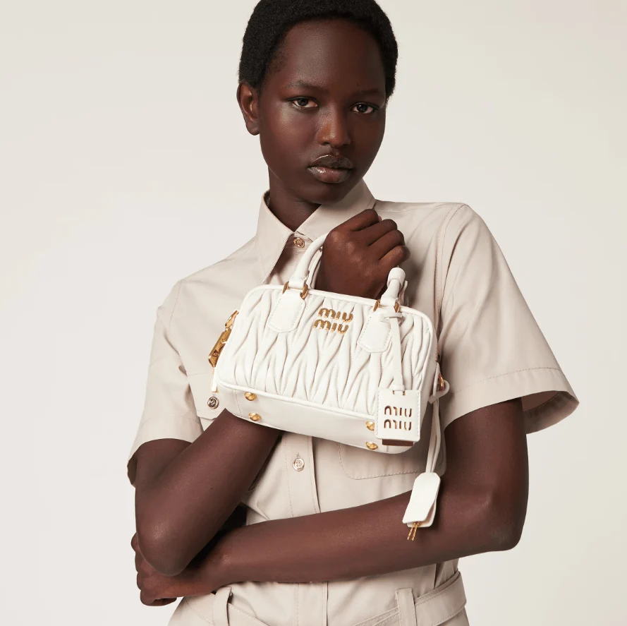 Miu Miu Arcadie Matelasse Leather S Narrow-Bag White - Image 6