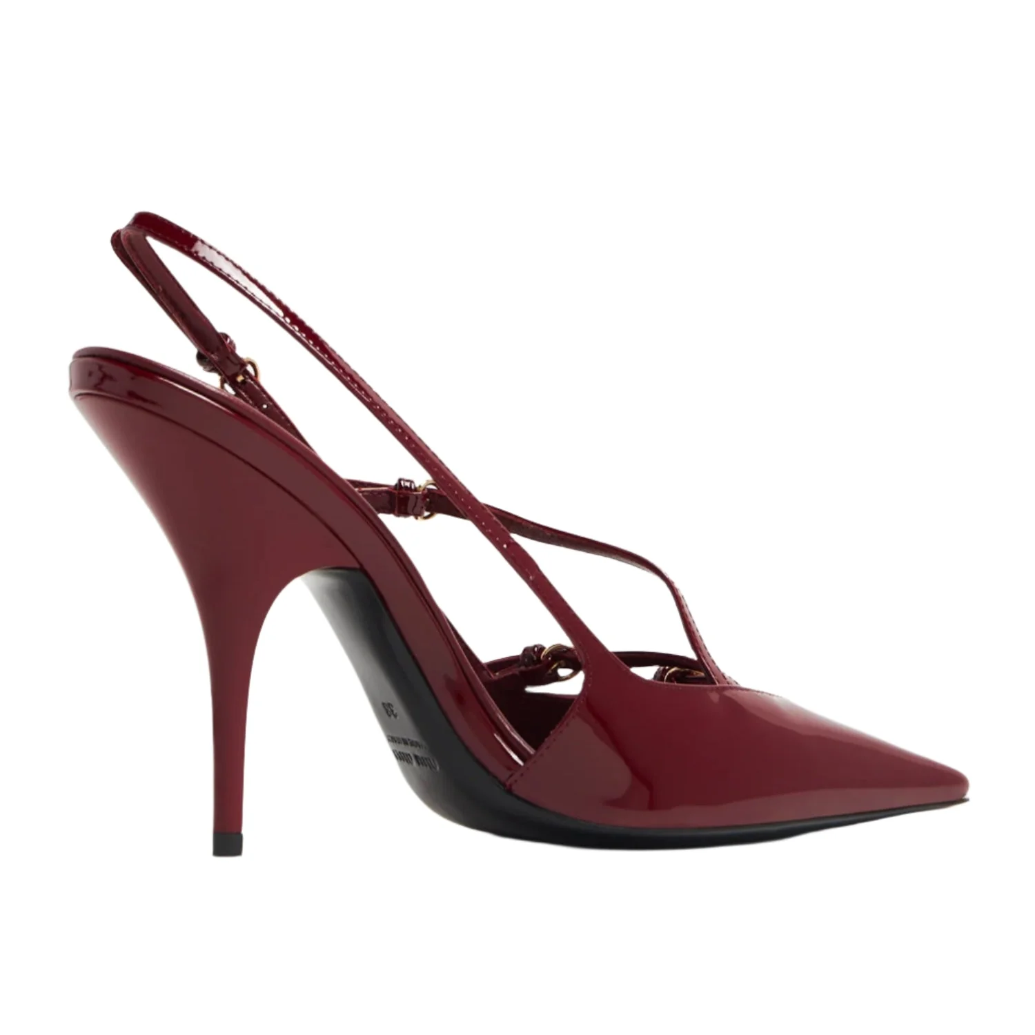 Miu Miu Burgundy Heels With Back Strap - Image 4