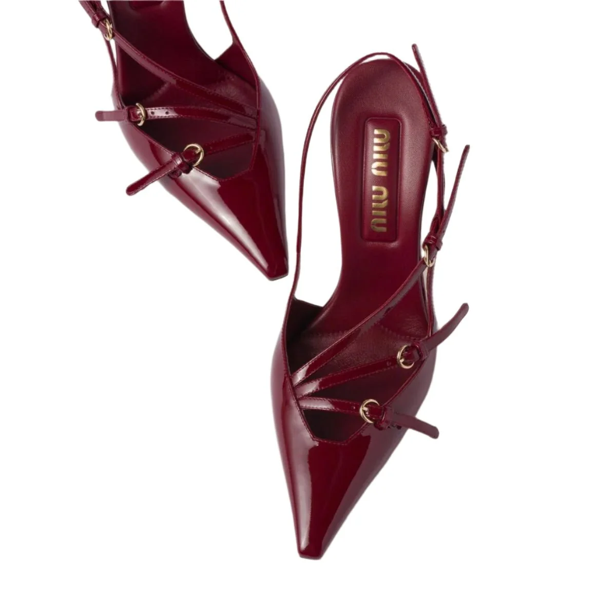 Miu Miu Burgundy Heels With Back Strap - Image 5