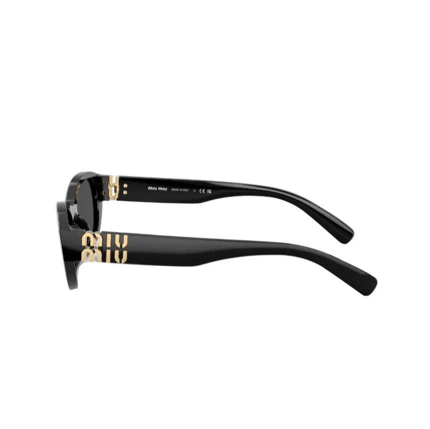 Miu Miu Glimpse Oval Sunglasses With Bold Gold Logo - Image 3
