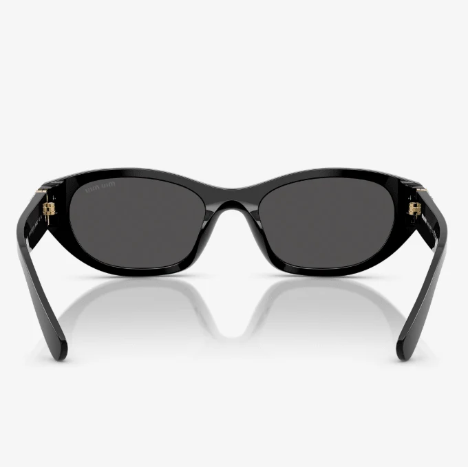 Miu Miu Glimpse Oval Sunglasses With Bold Gold Logo - Image 4