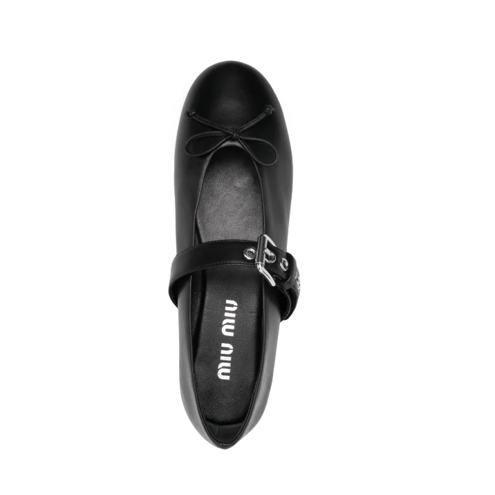 Miu Miu Leather Ballerina Shoes - Image 5