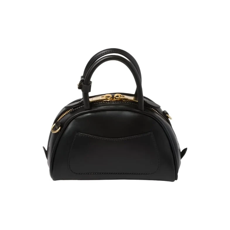Miu Miu Leather Top-Handle Bag With Metal Lettering Logo And Gold-Tone Hardware Black - Image 5