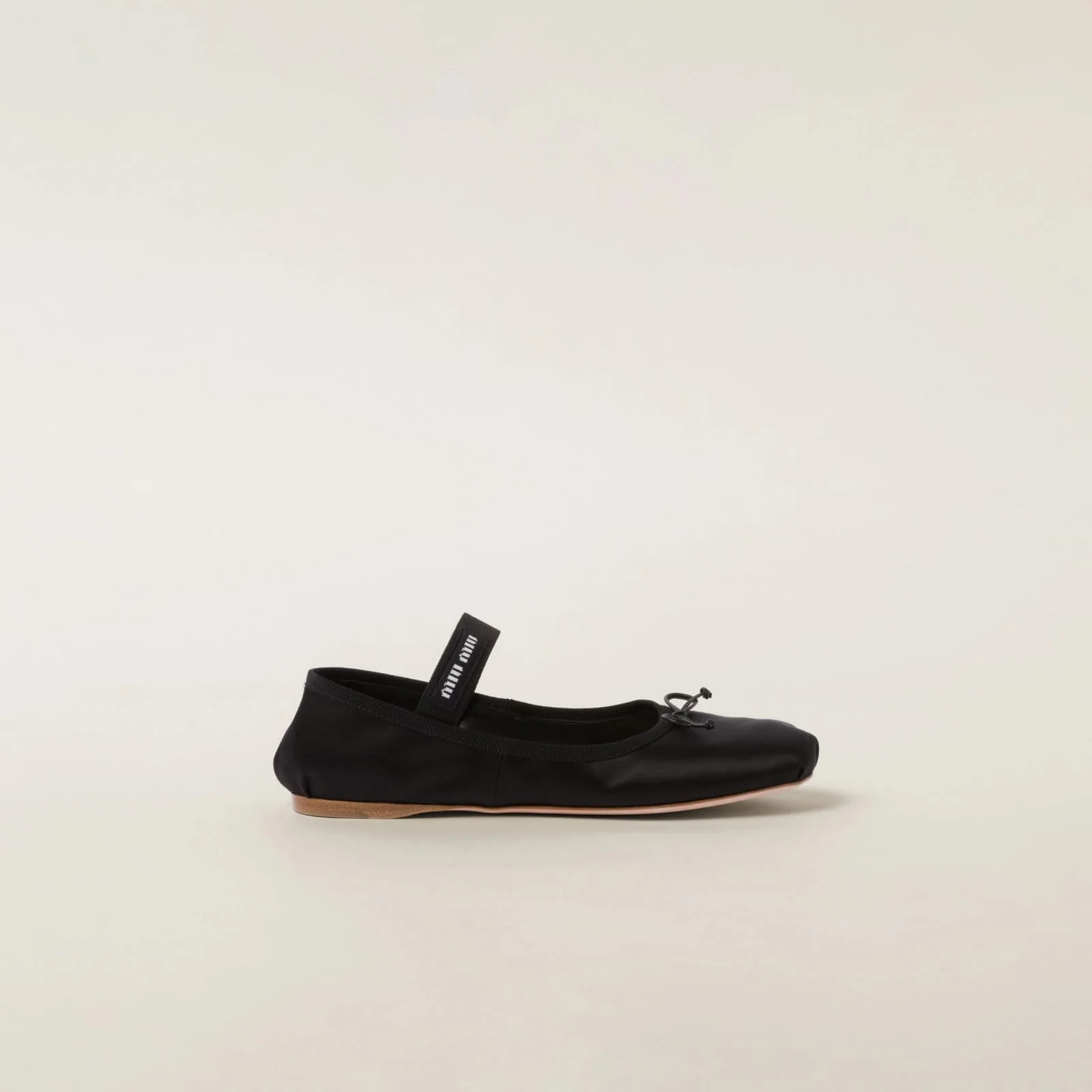 Miu Miu Logo-Strap Satin Ballerinas Shoes - Image 2