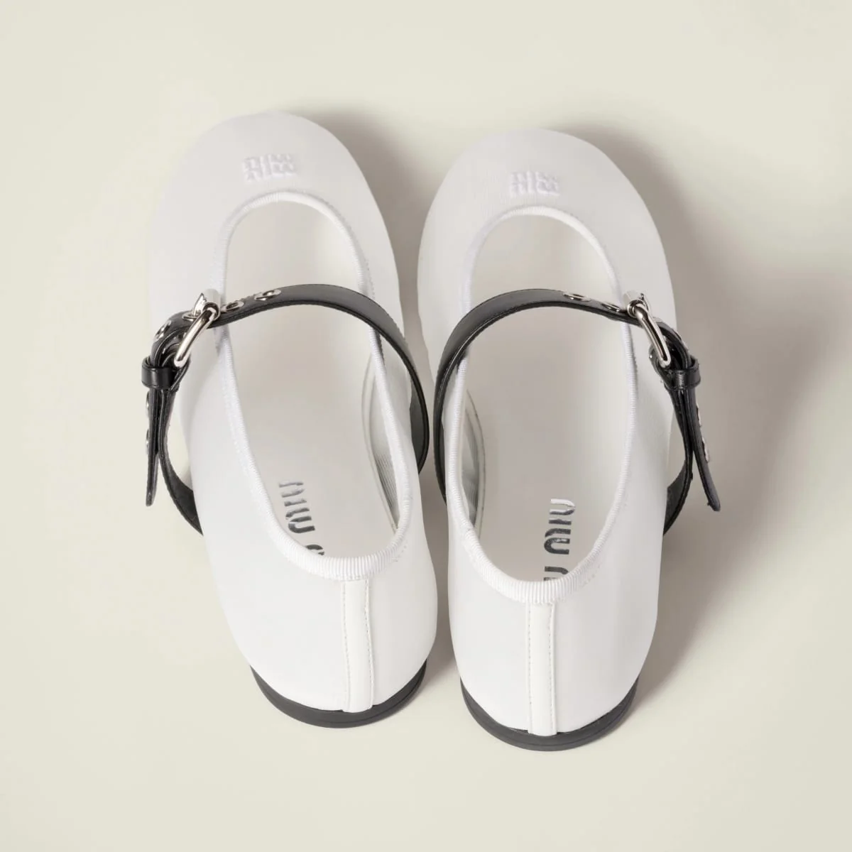 Miu Miu Mesh Fabric Ballerinas Whtie - Image 3