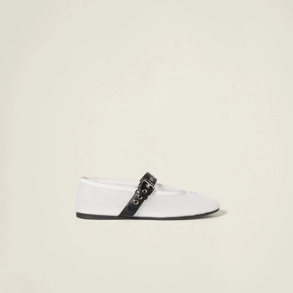 Miu Miu Mesh Fabric Ballerinas Whtie - Image 4