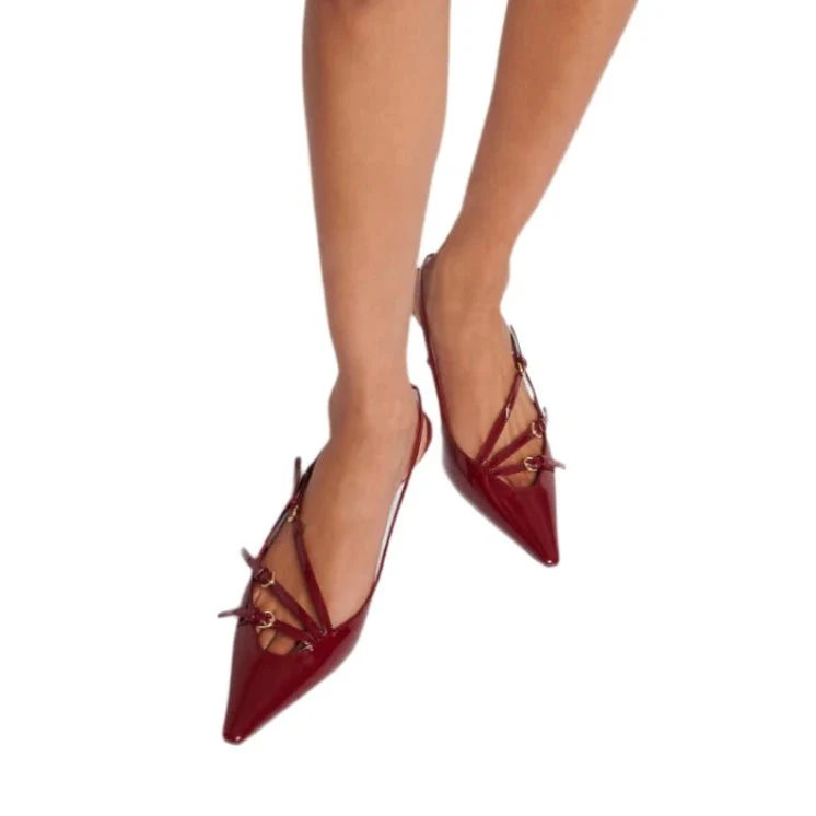 Miu Miu Patent Leather Slingback Pumps in Burgundy - Image 5