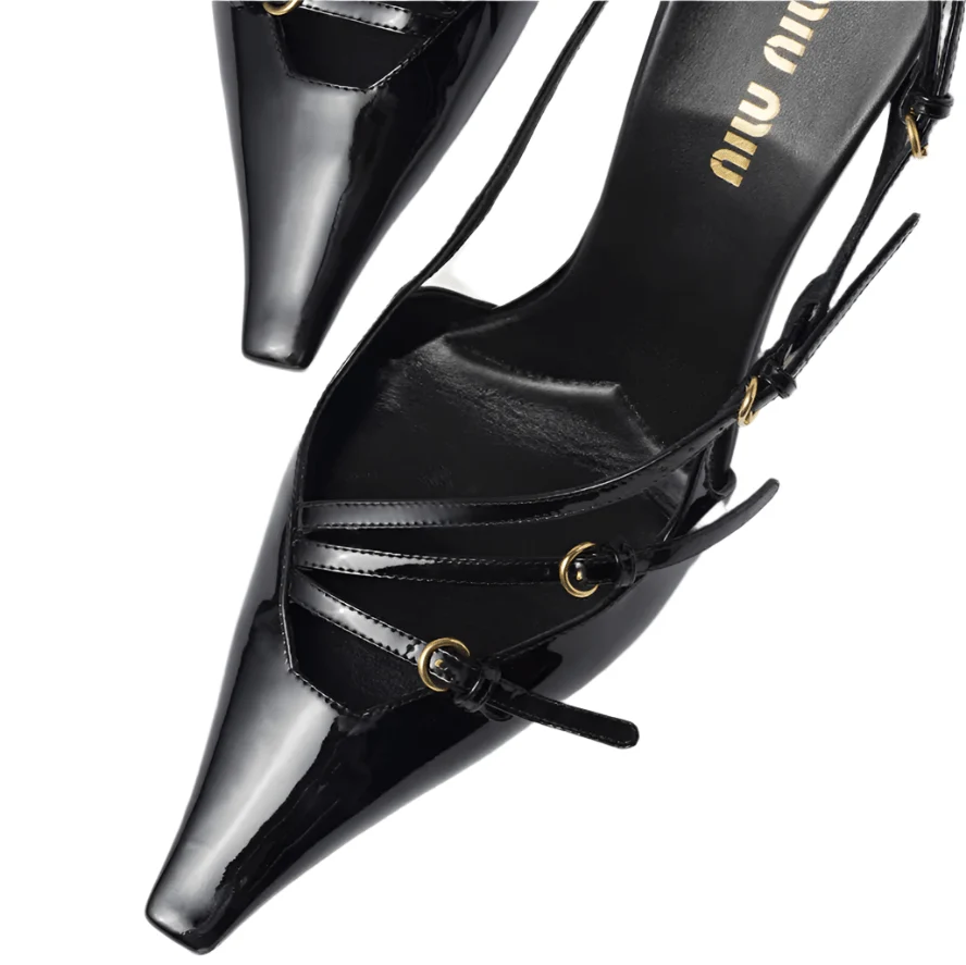 Miu Miu Patent Leather Slingbacks With Buckles - Image 3