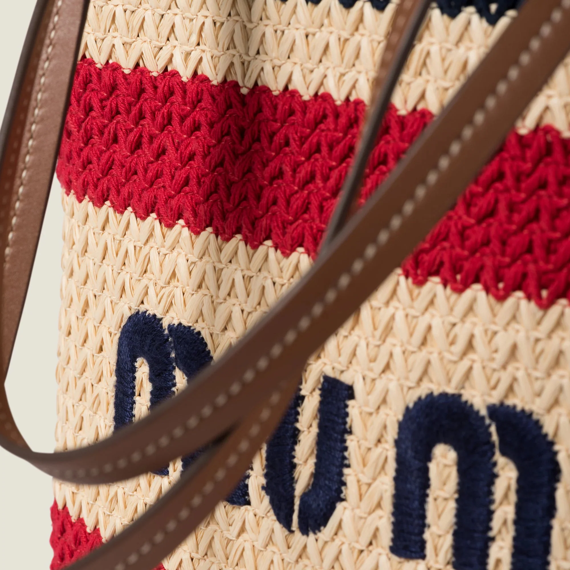 Miu Miu Raffia-Effect Woven Tote Bag - Image 3