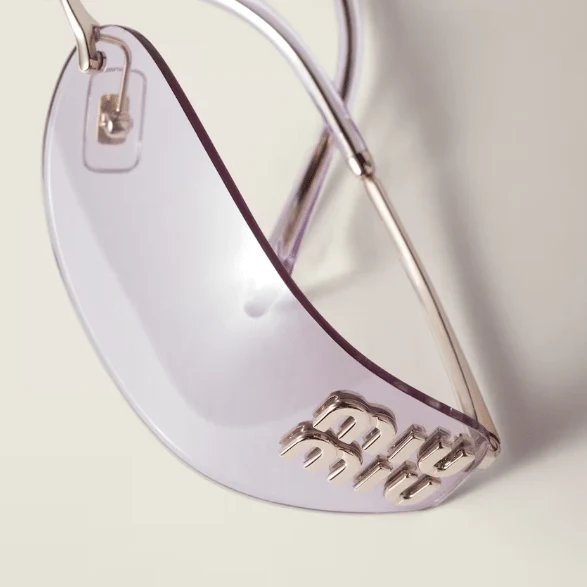 Miu Miu Rimless Sunglasses with Gold Logo Temples - Purple - Image 4