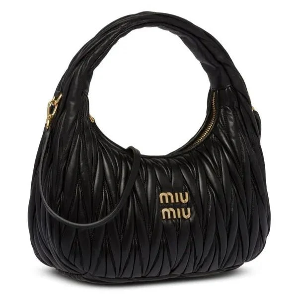 Miu Miu Small Miu Wander Black Matelassé Bag - Image 2