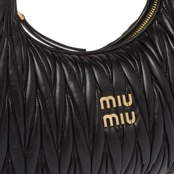Miu Miu Small Miu Wander Black Matelassé Bag - Image 4