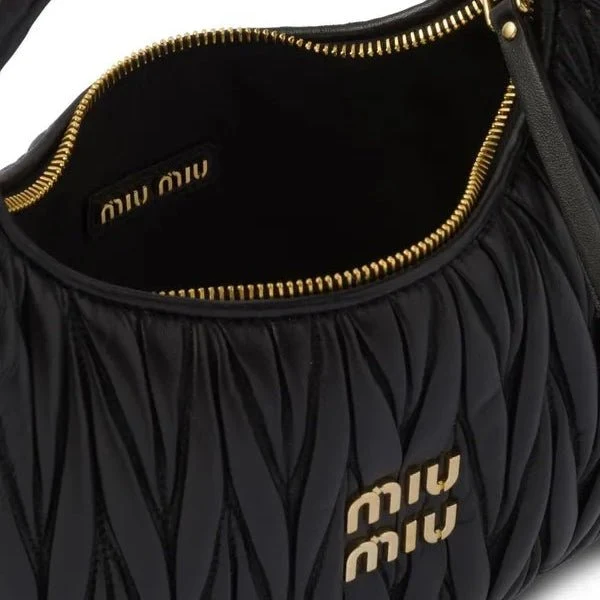 Miu Miu Small Miu Wander Black Matelassé Bag - Image 5