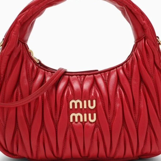 Miu Miu Small Miu Wander Red Matelassé Bag - Image 3