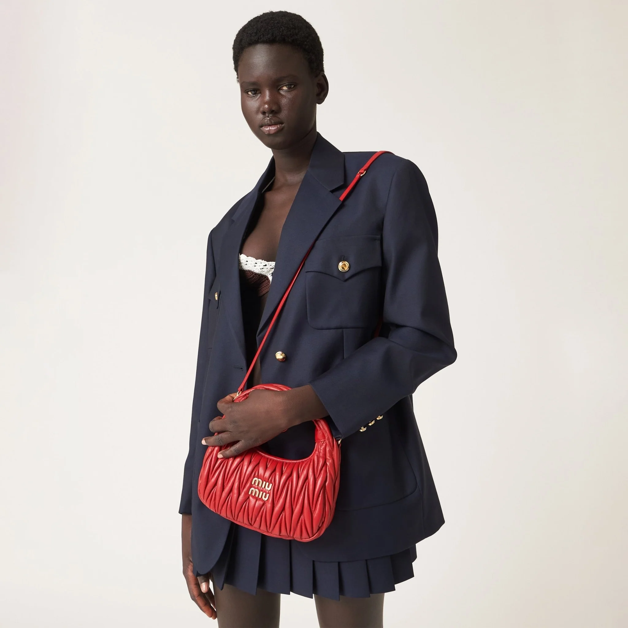 Miu Miu Small Miu Wander Red Matelassé Bag - Image 4