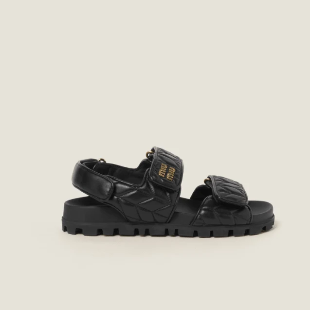 Miu Miu Sporty Matelassé Nappa Leather Sandals - Image 2