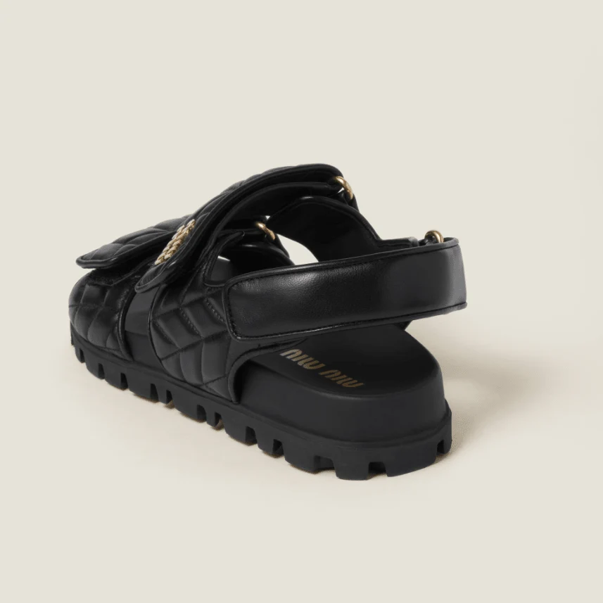 Miu Miu Sporty Matelassé Nappa Leather Sandals - Image 3