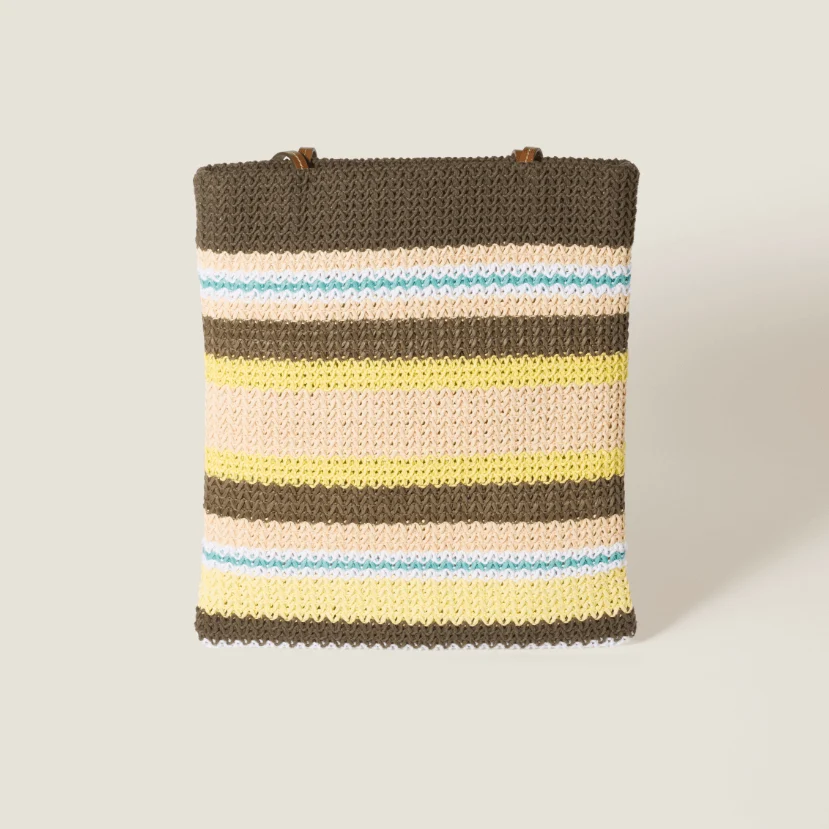 Miu Miu Striped Crochet Tote Bag – Grey - Image 4