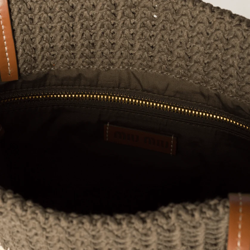 Miu Miu Striped Crochet Tote Bag – Grey - Image 6
