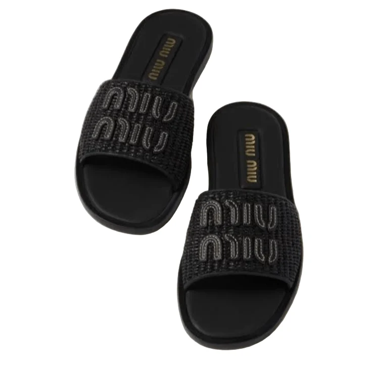 Miu Miu Women's Black Luxury Flat Slipper - Image 4