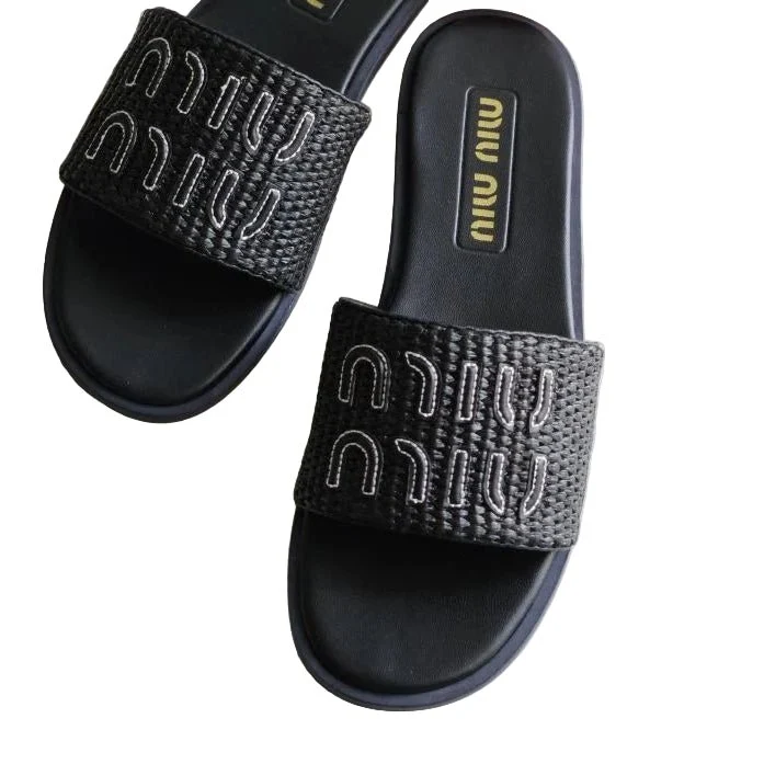 Miu Miu Women's Black Luxury Flat Slipper - Image 5