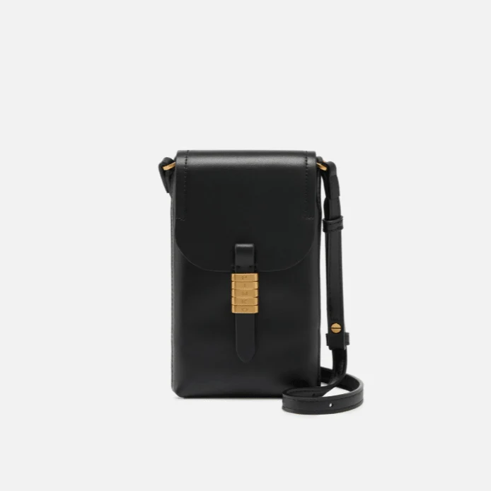 Pinko Leather Smartphone Case With Shoulder Strap And Logo