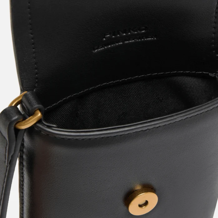 Pinko Leather Smartphone Case With Shoulder Strap And Logo - Image 3