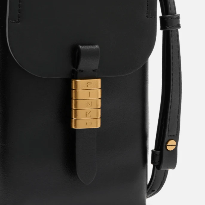 Pinko Leather Smartphone Case With Shoulder Strap And Logo - Image 4