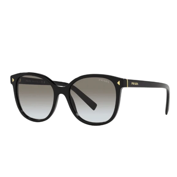Prada Acetate Square Sunglasses In Black With Gold Logo Details