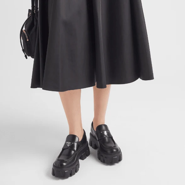 Prada Brushed Leather Monolith Loafers - Image 3