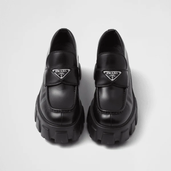 Prada Brushed Leather Monolith Loafers - Image 4