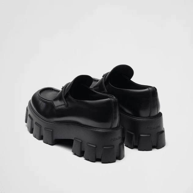 Prada Brushed Leather Monolith Loafers - Image 5