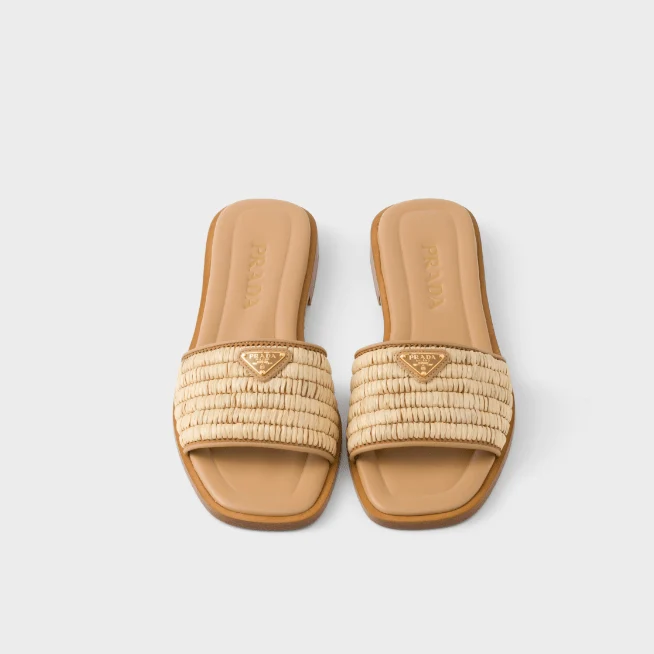 Prada Leather Slides With Crochet Details - Image 3