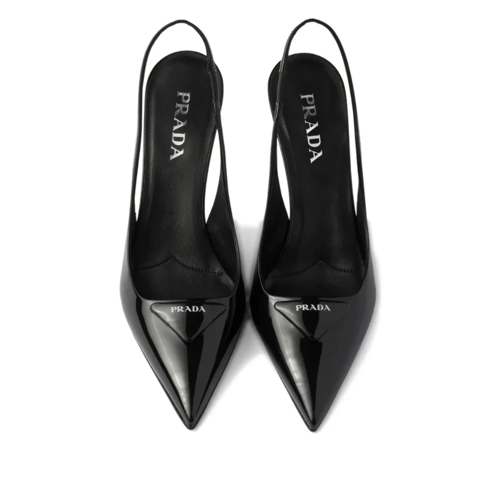 Prada Leather Slingback Pumps Black Heels - Image 2