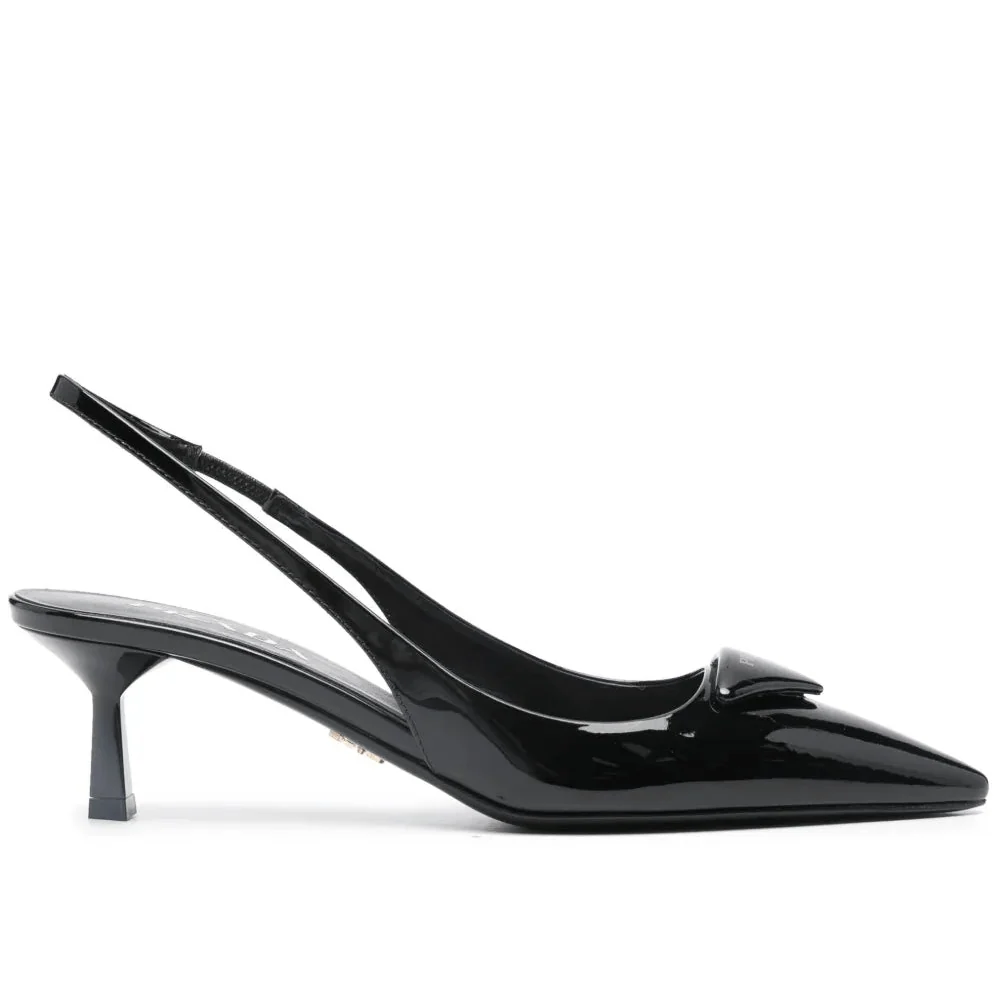 Prada Leather Slingback Pumps Black Heels - Image 4