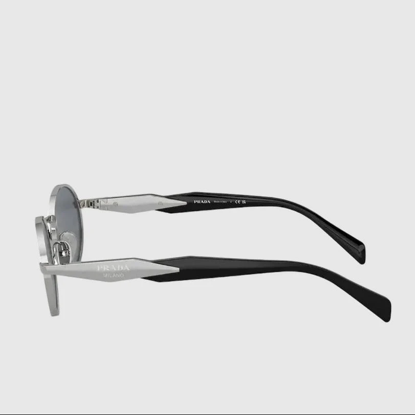 Prada Metal Oval Sunglasses Sliver - Image 2